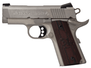 Colt Mfg O7000XE Defender Compact 45 ACP 7+1 3″ Steel Barrel Stainless Serrated Slide Matte Stainless Aluminum Frame w/Beavertail Black Cherry Tactical G10 Grips Right Hand