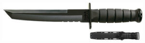 Ka-Bar 1245 Tanto 8″ Fixed Tanto Part Serrated 1095 Cro-Van Blade/Black Kraton G Handle Includes Sheath