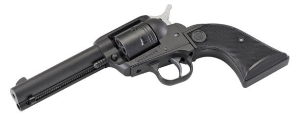 Ruger 2002 Wrangler 22 LR 6 Shot 4.62″ Black Cerakote Black Cerakote Aluminum Frame & Cylinder Black Checkered Polymer Grips