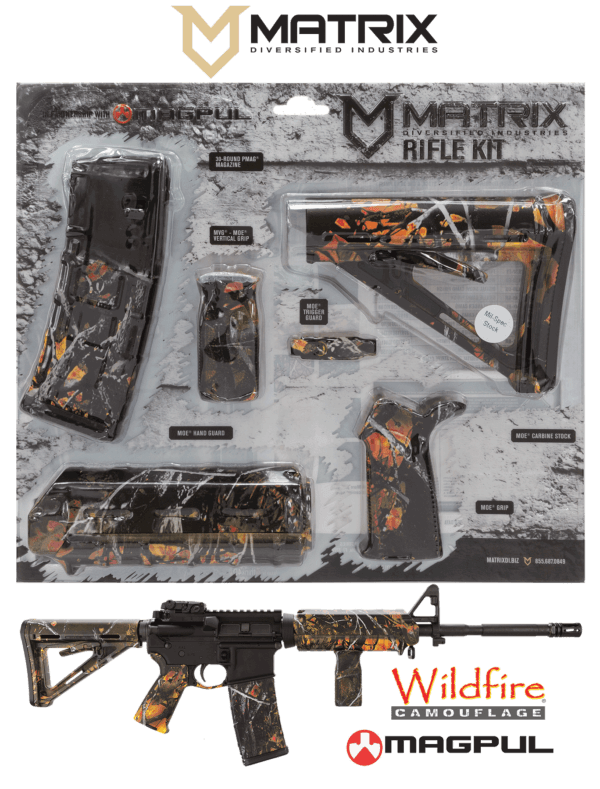 Matrix Diversified Ind MAGMIL42WF Magpul Carbine Accessory Kit AR-15 Wildfire Camo Ambidextrous