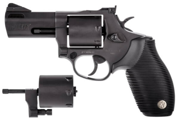 Taurus 2692031 692 9mm Luger 38 Special +P or 357 Mag Caliber with 3″ Ported Barrel 7rd Capacity Cylinder Overall Matte Black Finish Steel & Black Ribber Grip Includes 2 Cylinders