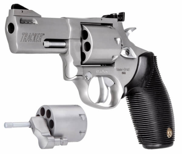 Taurus 2-692039 692 9mm Luger 38 Special +P or 357 Mag Caliber with 3″ Ported Barrel 7rd Capacity Cylinder Overall Matte Finish Stainless Steel & Black Ribber Grip Includes 2 Cylinders