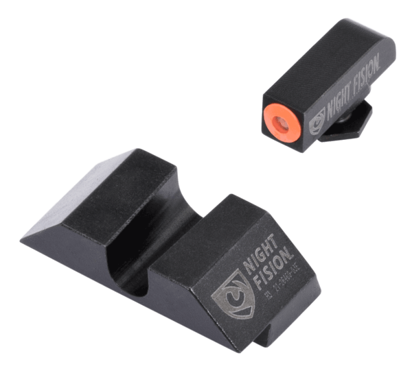 Night Fision GLK001014OGZ Tritium Night Sights For Glock Black | Green Tritium Orange Ring Front Sight Black Rear Sight