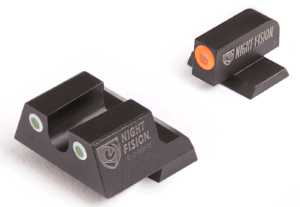 Night Fision GLK001014OGZ Tritium Night Sights For Glock Black | Green Tritium Orange Ring Front Sight Black Rear Sight