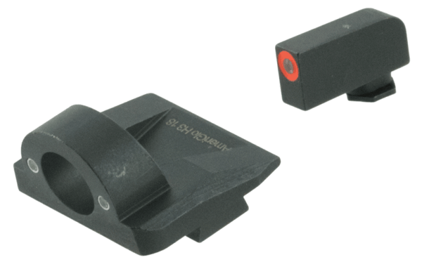 AmeriGlo GL5225 Ghost Ring Sight Set for Glock Black | Green Tritium Orange Outline Front Sight Green Tritium Rear Sight Set