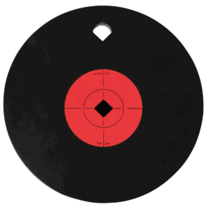 Birchwood Casey 47614 World of Targets Single Hole 10 Pistol/Rifle Black/Orange AR500 Steel Circle w/Crosshair & Diamond 0.38″ Thick Hanging”