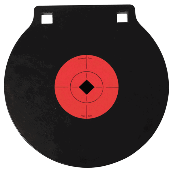 Birchwood Casey 47615 World of Targets Double Hole 10 Pistol/Rifle Black/Orange AR500 Steel Circle w/Crosshair & Diamond 0.38″ Thick Hanging”