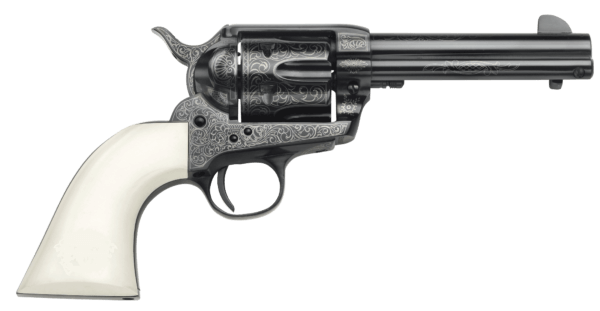 Taylors & Company 200059 1873 Cattleman Outlaw Legacy 357 Mag Caliber with 4.75 Barrel  6rd Capacity Cylinder  Overall Blued Engraved Finish Steel & Ivory Synthetic Grip”