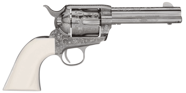 Taylors & Company 200058 1873 Cattleman Outlaw Legacy 357 Mag Caliber with 4.75 Barrel  6rd Capacity Cylinder  Overall Nickel Engraved Finish Steel & Ivory Synthetic Grip”