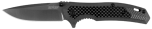 Kershaw 8310 Fringe 3″ Folding Drop Point Plain Gray TiN 8Cr13MoV SS Blade Black/Gray Carbon Fiber/SS Handle Includes Pocket Clip