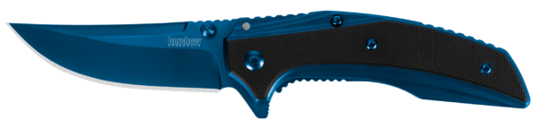 Kershaw 8320 Outright 3″ Folding Trailing Point Plain Blue PVD 8Cr13MoV SS Blade Black/Blue G10/SS Handle Includes Pocket Clip