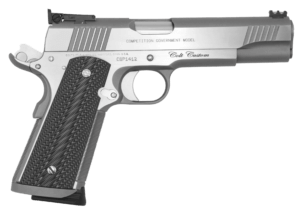 Colt Mfg O1070CS 1911 Custom Competition 45 ACP Caliber with 5″ National Match Barrel 8+1 Capacity Stainless Steel Finish Frame Serrated Slide Black G10 Grip & 70 Series Firing System