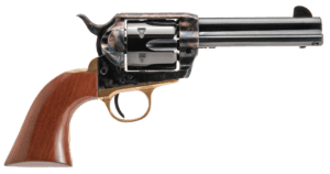 Cimarron PP410LSFW Frontier Pre-War 1896-1940 Laser Engraved Revolver 45 Colt (LC) 4.75″ Checkered Walnut Grip Blued
