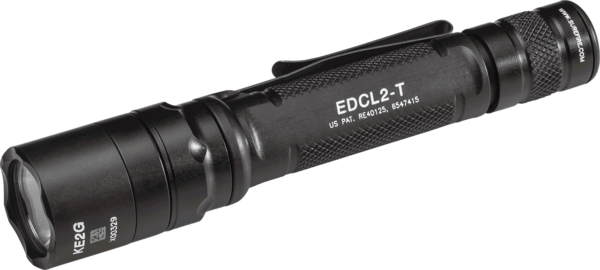 SureFire EDCL2T Everyday Carry 2 Dual-Output Black Anodized Aluminum White LED 5/1200 Lumens 210 Meters Range