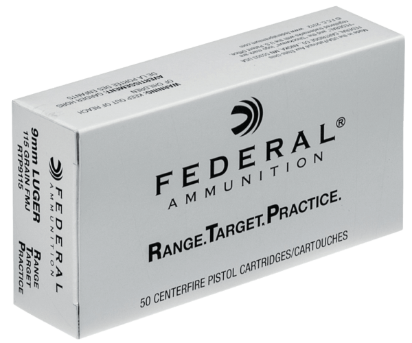 Federal RTP9115 Range & Target  9mm Luger 115 gr Full Metal Jacket 50rd Box