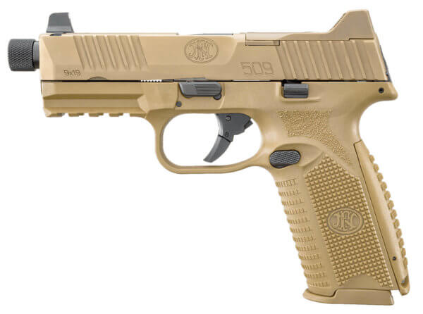 FN 66100383 509 Tactical 9mm Luger 4.50″ TB 10+1 Flat Dark Earth Interchangeable Backstrap Grip