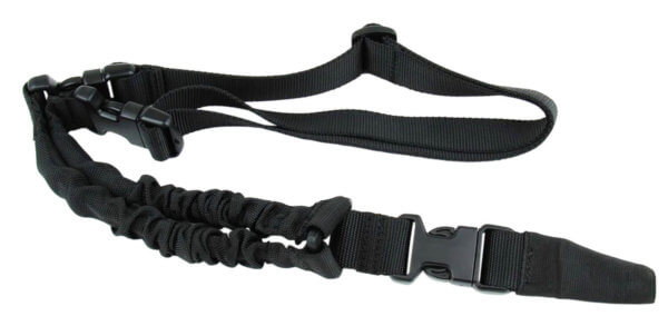 TacFire SL002B One Point Sling 30″-40″ L Adjustable Double Bungee Black Nylon Webbing for Rifle