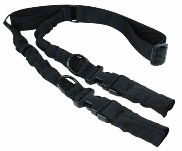 TacFire SL003B 2 To 1 Point Sling 30″-40″ L Adjustable Double Bungee Black Nylon Webbing for Rifle