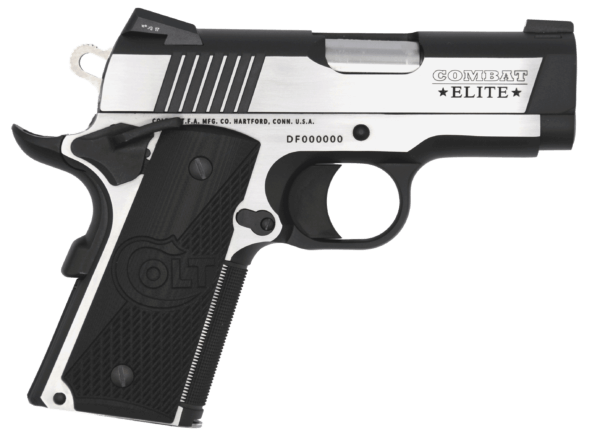 Colt Mfg O7080CE Combat Elite Commander Compact Frame 9mm Luger 8+1  3 Stainless Steel Barrel  Two-Tone Serrated Stainless Steel Slide & Frame w/Beavertail  Black Scalloped G10 Grip  Ambidextrous”