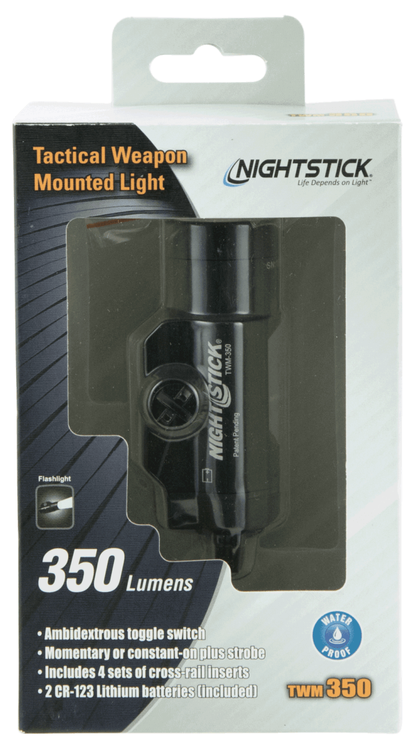 Nightstick TWM350 TWM-350 For Handgun 350 Lumens Output White LED Light 215 Meters Beam Black Anodized Hardcoat Aluminum
