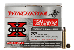 Winchester Ammo X22MH150 Super X 22 WMR 40 gr Jacketed Hollow Point (JHP) 150rd Box (Value Pack)