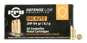 PPU PPD380A Defense 380 ACP 94 gr Jacketed Hollow Point (JHP) 50rd Box