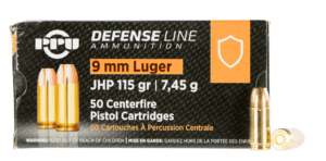 PPU PPD91 Defense Handgun 9mm Luger 115 gr Jacketed Hollow Point (JHP) 50rd Box