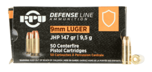 PPU PPD91 Defense Handgun 9mm Luger 115 gr Jacketed Hollow Point (JHP) 50rd Box