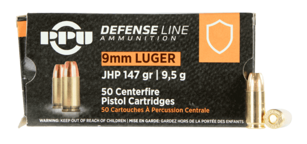 PPU PPD92 Defense Handgun 9mm Luger 147 gr Jacketed Hollow Point (JHP) 50rd Box