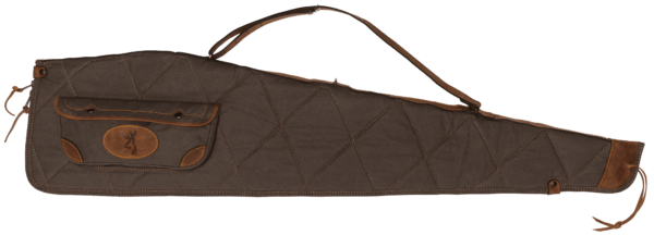 Browning 1413886948 Lona Rifle Case 48″ Flint with Brown Trim Canvas with Foam Padding Double-Pull Zipper & Snap Closure Side Pocket with Cartridge Loops