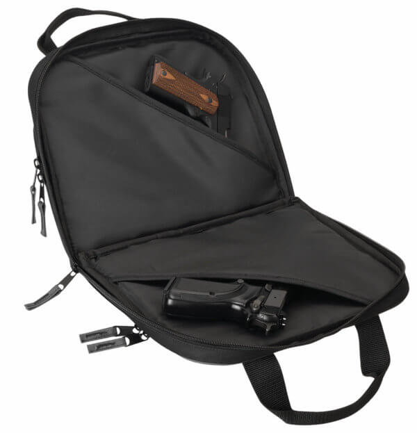 Browning 12902099 Crossfire Double Pistol Case made of 600D Polyester with Black Finish & Gray Trim Closed-Cell Foam Padding Full Length Zipper & Web Carry Handles