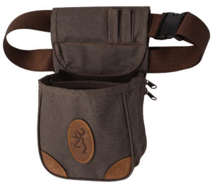 Browning 121388693 Lona Deluxe Shell Pouch Flint Canvas/Leather Belt Mount Adjustable Belt