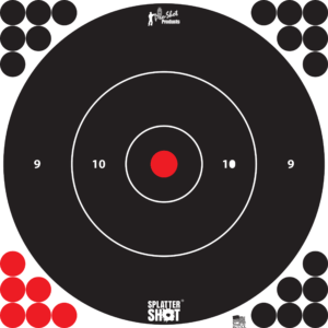 Pro-Shot 12BORNGE5PK SplatterShot Black/Red Self-Adhesive Paper Impact Enhancement 12″ Bullseye 5 Pack Includes Pasters