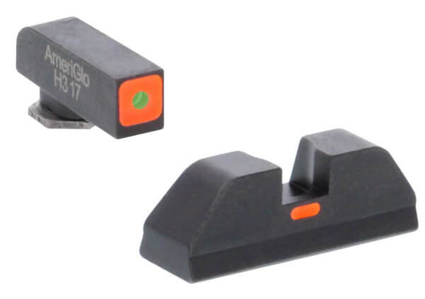 AmeriGlo GL616 CAP Sight Set for Glock Black | Green Tritium with Orange Outline Front Sight Black Orange Line Rear Sight