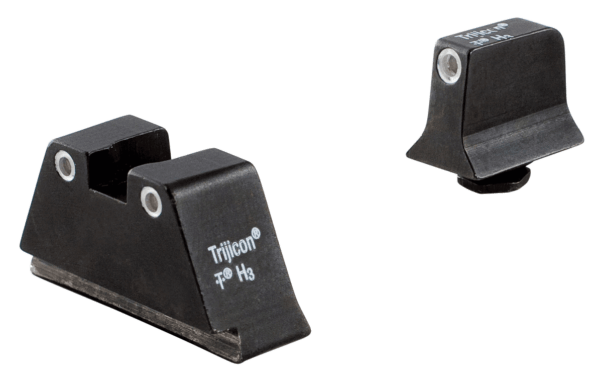 Trijicon 600689 Suppressor/Optic Height Sights- Glock Large Frames Black | Green Tritium White Outline Front Sight Green Tritium White Outline Rear Sight