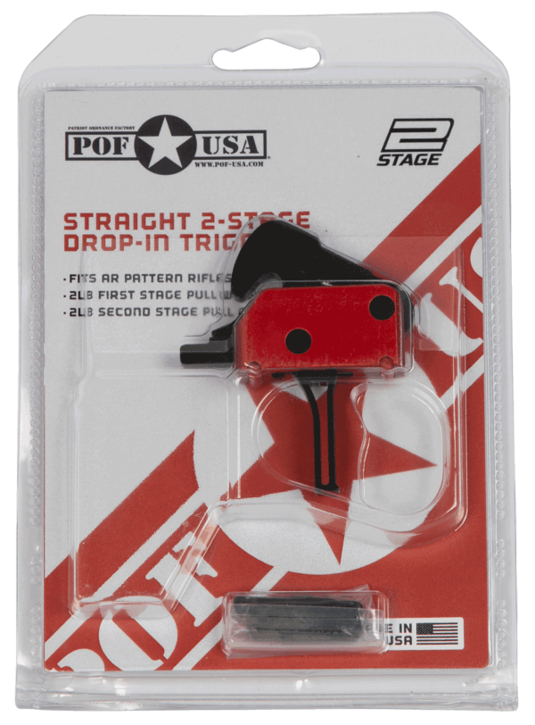 Patriot Ordnance Factory 01510 Drop-In Two-Stage Curved Trigger with 3.50 lbs Draw Weight & Black/Red Finish for AR-Platform