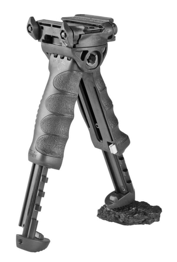 FAB Defense FXTPODG2B T-Pod G2 Rotating Tactical Foregrip & Bipod Black Polymer Grip 6061-T6 Aluminum Black Bipod Legs