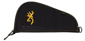 Browning 1429589913 Black & Gold Pistol Rug made of Water Resistant 600D Polyester Ripstop with Black Finish & Yellow BuckMark Logo  Brushed Tricot Lining & Zipper 13 L”