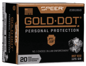 Speer Ammo 23918GD Gold Dot Personal Protection 357 Sig 125 gr Hollow Point (HP) 20rd Box