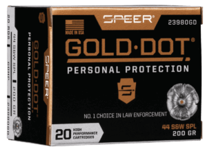 Speer 23980GD Gold Dot Personal Protection 44 S&W Spl 200 gr 875 fps Hollow Point (HP) 20rd Box
