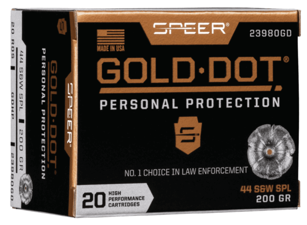 Speer 23980GD Gold Dot Personal Protection 44 S&W Spl 200 gr Hollow Point 20rd Box