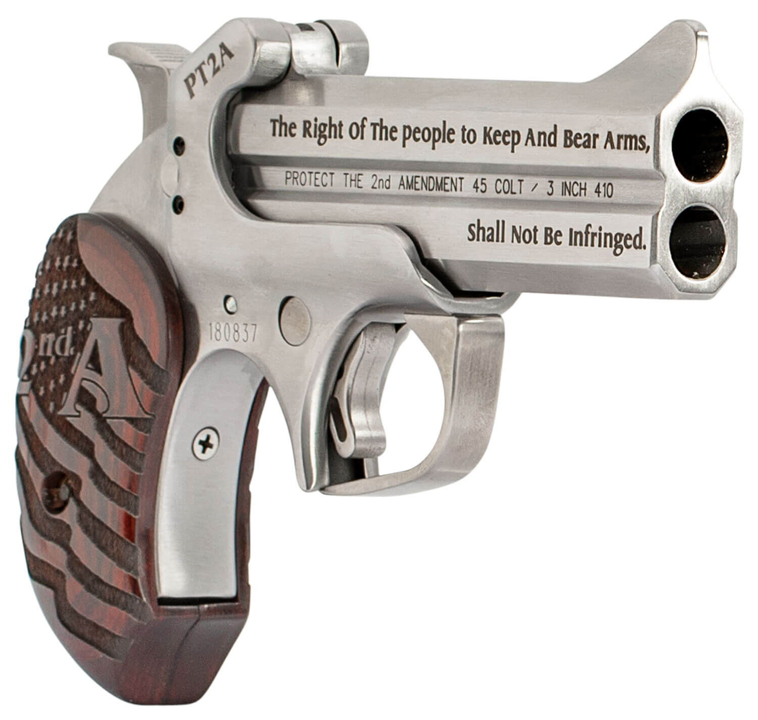 Bond Arms Pt2a Protect The 2nd Amendment Derringer Single 45 Colt Lc 410 Gauge 4 25 2 Round Stainless Steel Gunstuff