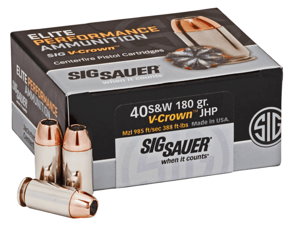 Sig Sauer E40SW250 Elite Defense  40 S&W 180 gr V Crown Jacketed Hollow Point 50rd Box