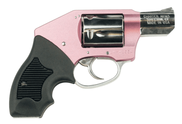 Charter Arms 53852 Undercover Lite Chic Lady Off Duty 38 Special 5rd Shot 2″ High Polished Stainless Pink Aluminum Frame Black Finger Grooved Rubber Grip