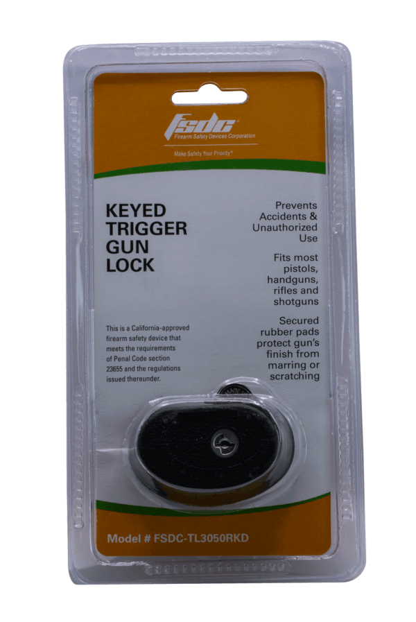 FSDC TL3050RKD Trigger Lock Open With Key Black Steel Firearm Fit- Handgun/Rifle/Shotgun