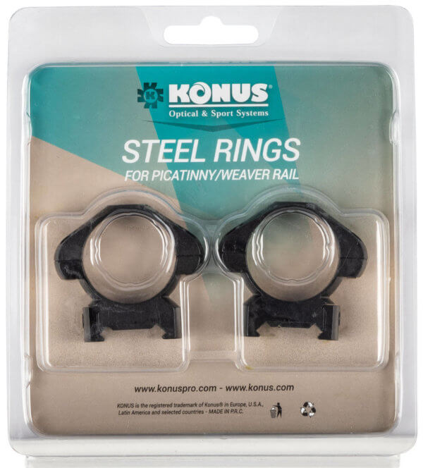 Konus 7404 Scope Ring Set For Rifle Picatinny/Weaver Medium 30mm Tube Matte Black Steel