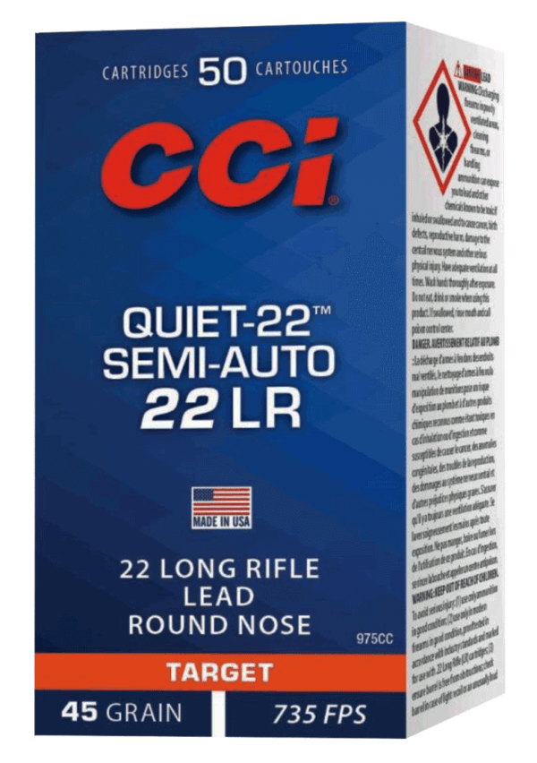 CCI 975CC Target & Plinking Quiet-22 22 LR 45 gr Lead Round Nose (LRN) 50rd Box