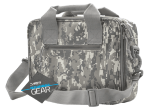 NcStar CPDX2971G VISM Double Pistol Range Bag with Mag Pouches Loop Fasteners Zippers Padding & Green Finish