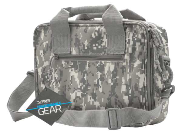 NcStar CPDX2971D VISM Double Pistol Range Bag with Mag Pouches Loop Fasteners Zippers Padding & Digital Camouflage Finish