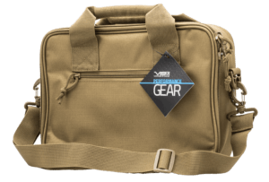 NcStar CPDX2971T VISM Double Pistol Range Bag with Mag Pouches Loop Fasteners Zippers Padding & Tan Finish